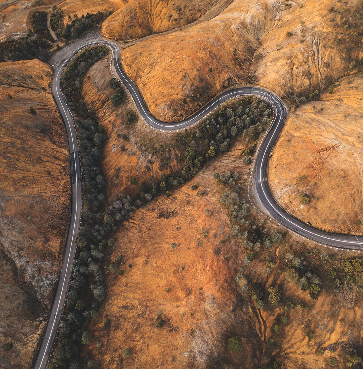 Tasmania - Queenstown 99 Bends Aerial