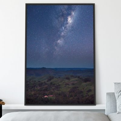 Milky way over rural house